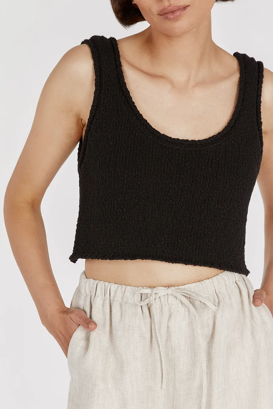 DION BLACK BOUCLE CROP TOP sold by Dissh product image thumbnail 5
