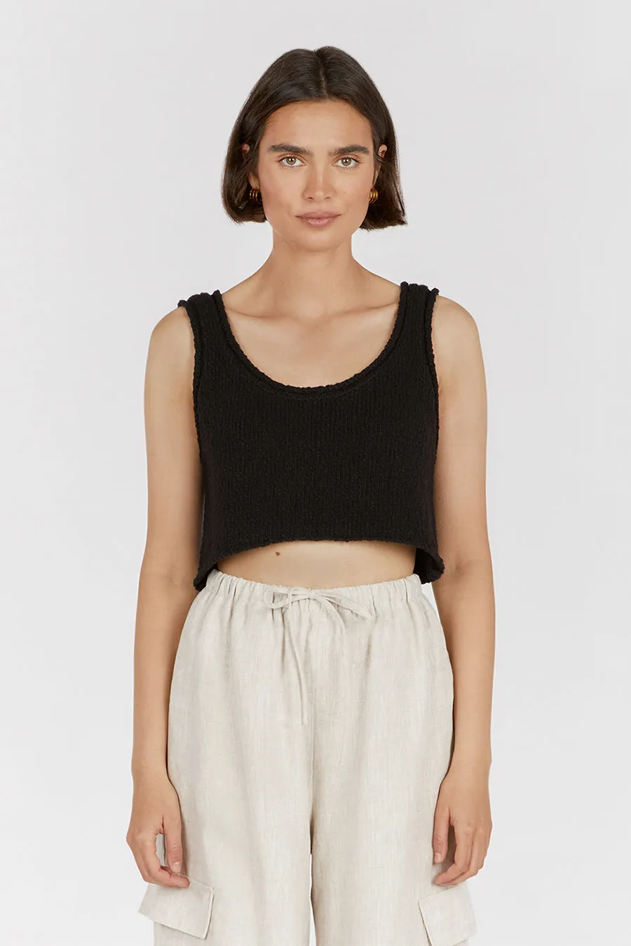 DION BLACK BOUCLE CROP TOP sold by Dissh product image thumbnail 2