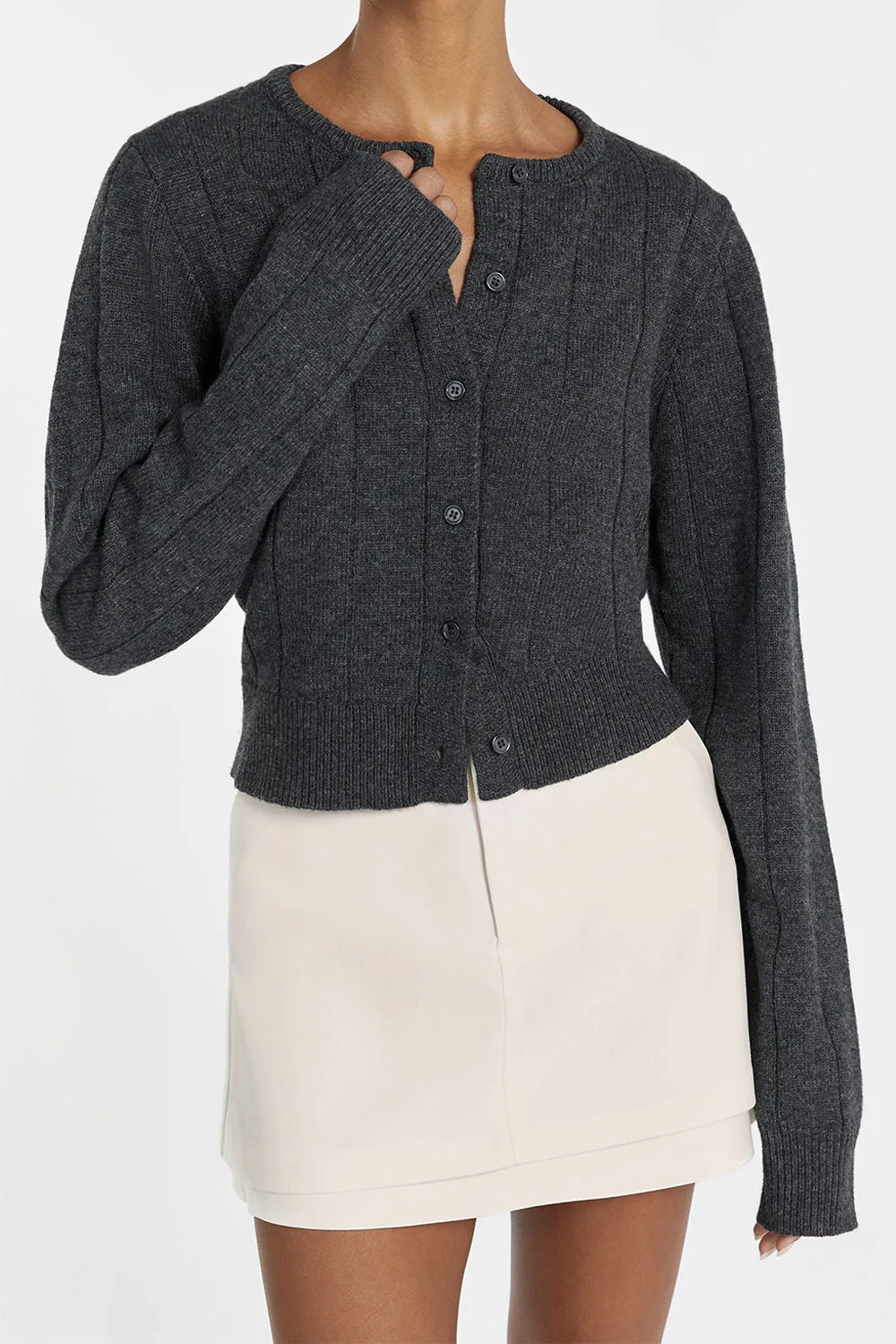 LEVI CHARCOAL MARLE KNIT CARDIGAN sold by Dissh product image thumbnail 5