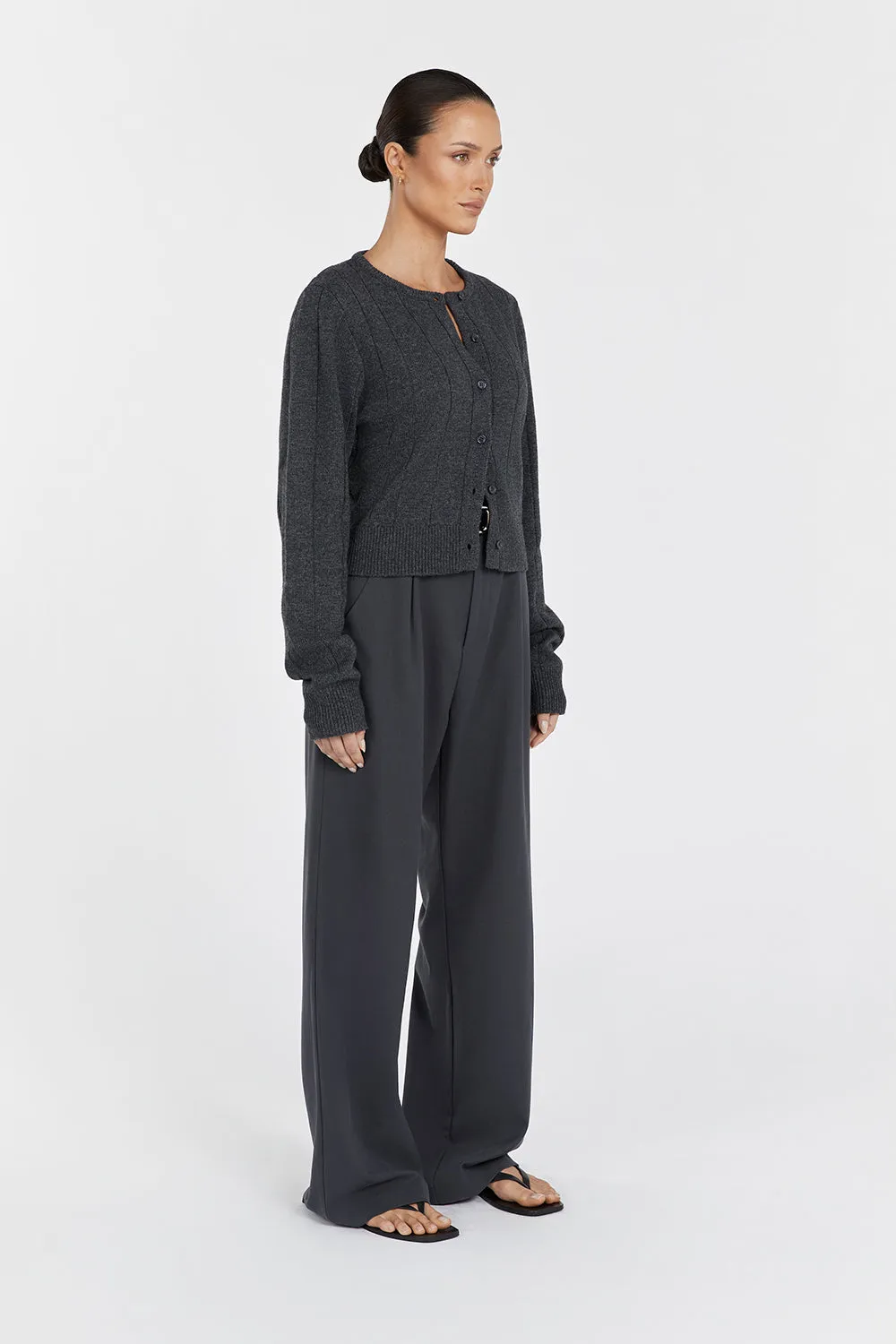 LEVI CHARCOAL MARLE KNIT CARDIGAN sold by Dissh product image thumbnail 3