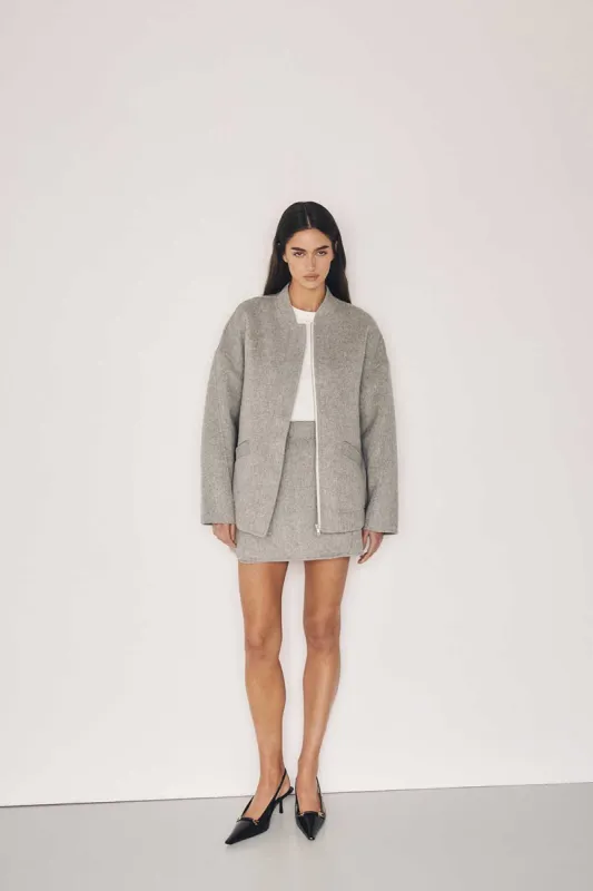 JERI SILVER WOOL BOMBER JACKET sold by Dissh