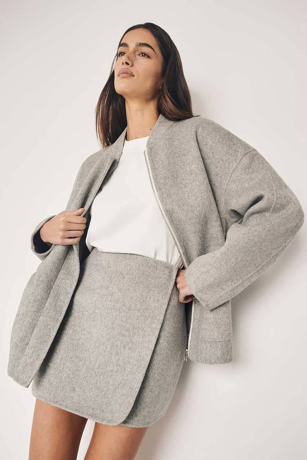JERI SILVER WOOL BOMBER JACKET sold by Dissh product image thumbnail 2