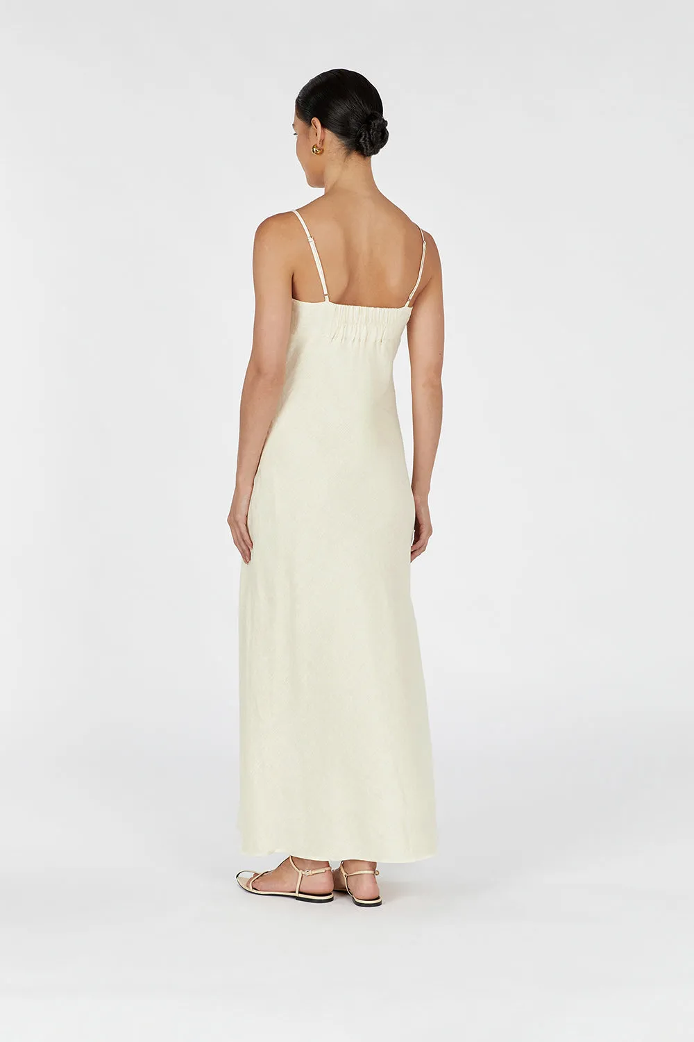 LUCIA BUTTERMILK LINEN MIDI DRESS sold by Dissh product image thumbnail 4