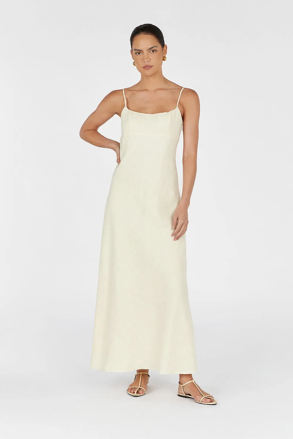 LUCIA BUTTERMILK LINEN MIDI DRESS sold by Dissh product image thumbnail 2