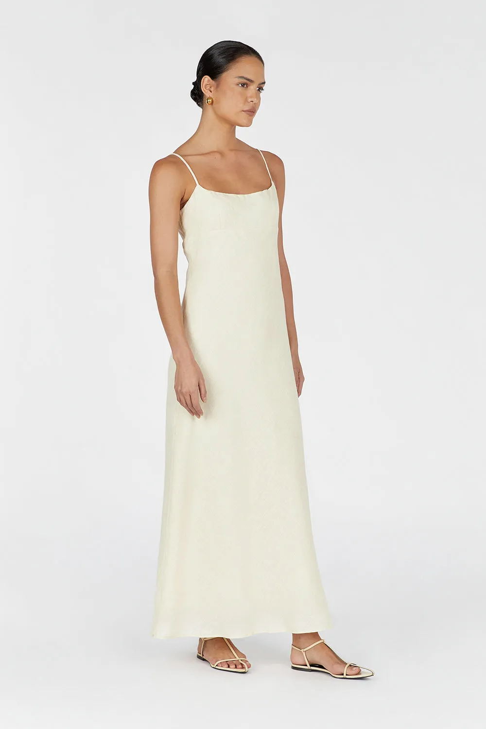 LUCIA BUTTERMILK LINEN MIDI DRESS sold by Dissh product image thumbnail 3