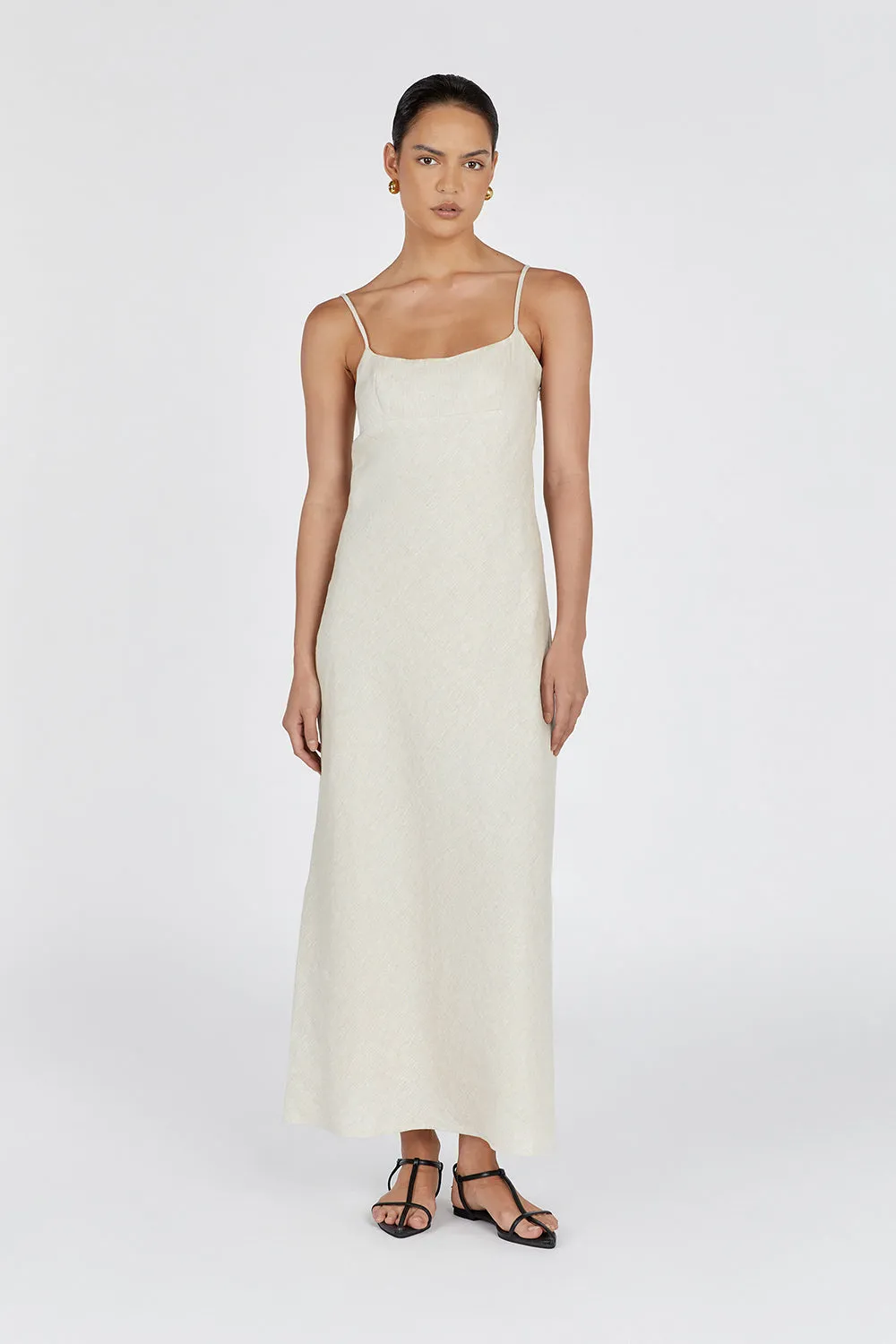 LUCIA NATURAL LINEN MIDI DRESS sold by Dissh product image thumbnail 2