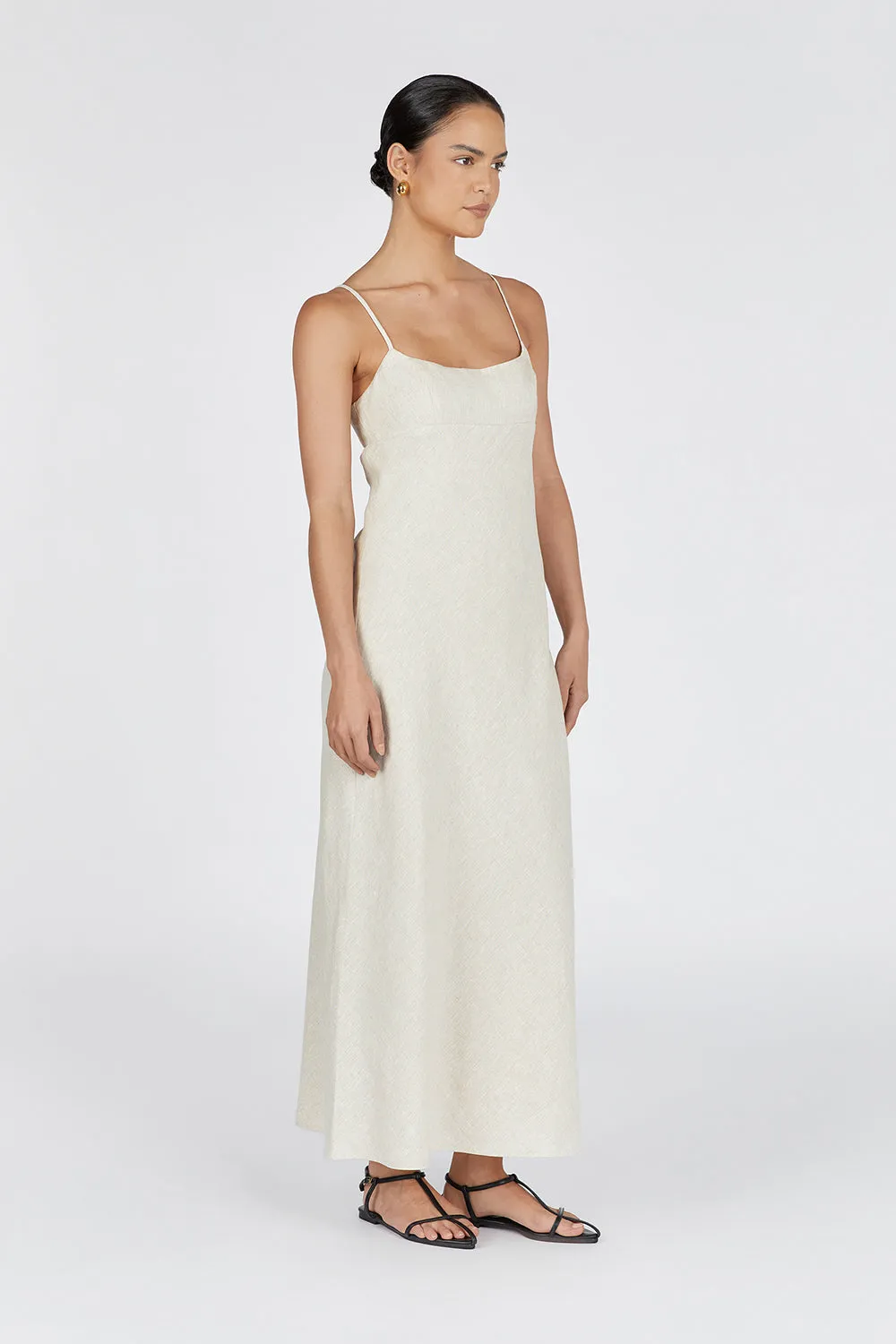 LUCIA NATURAL LINEN MIDI DRESS sold by Dissh product image thumbnail 3