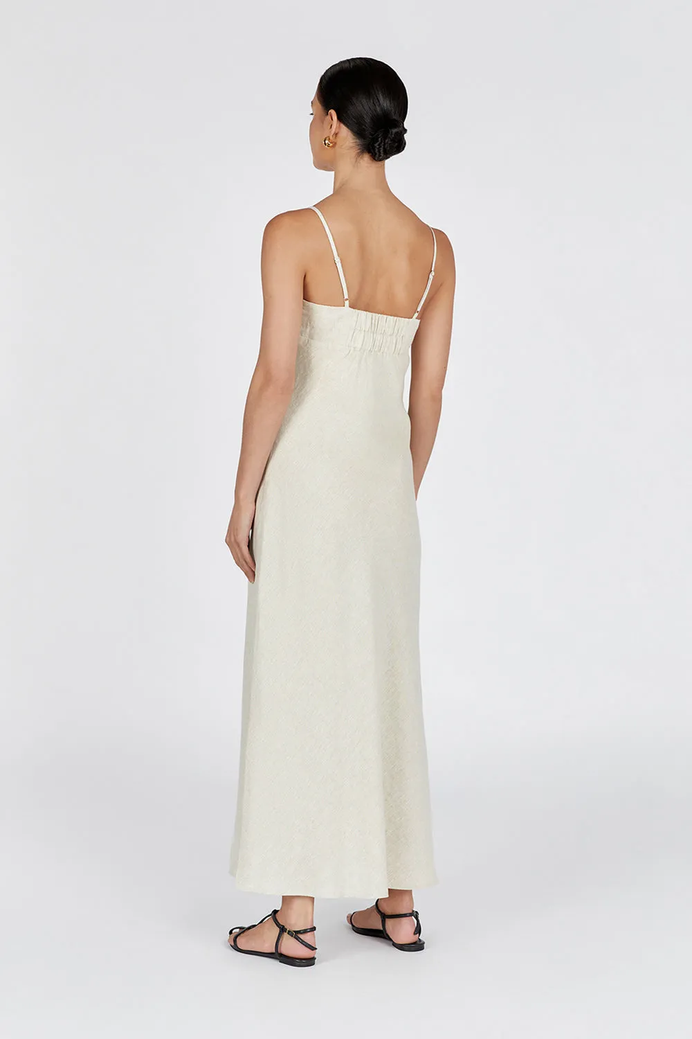 LUCIA NATURAL LINEN MIDI DRESS sold by Dissh product image thumbnail 4
