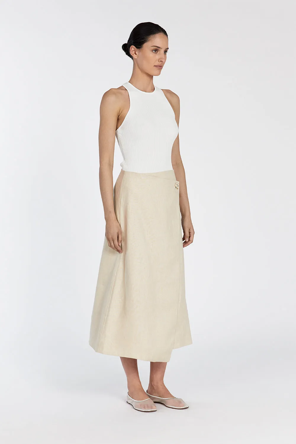 TOMMY SAND LINEN MIDI SKIRT sold by Dissh product image thumbnail 4