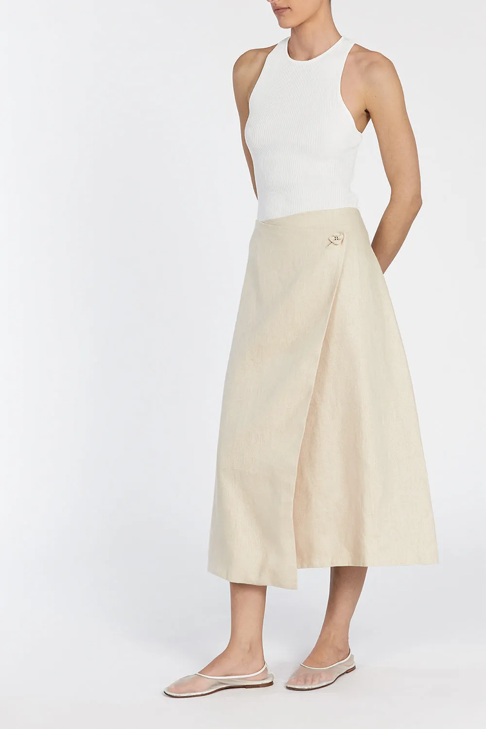 TOMMY SAND LINEN MIDI SKIRT sold by Dissh product image thumbnail 3