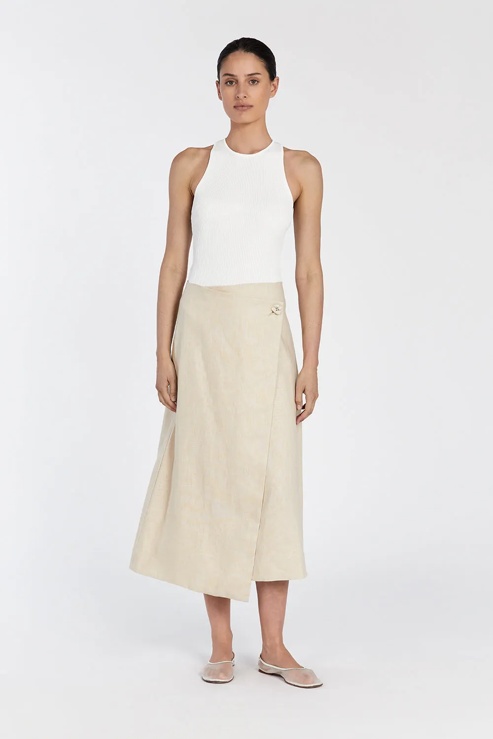 TOMMY SAND LINEN MIDI SKIRT sold by Dissh product image thumbnail 2