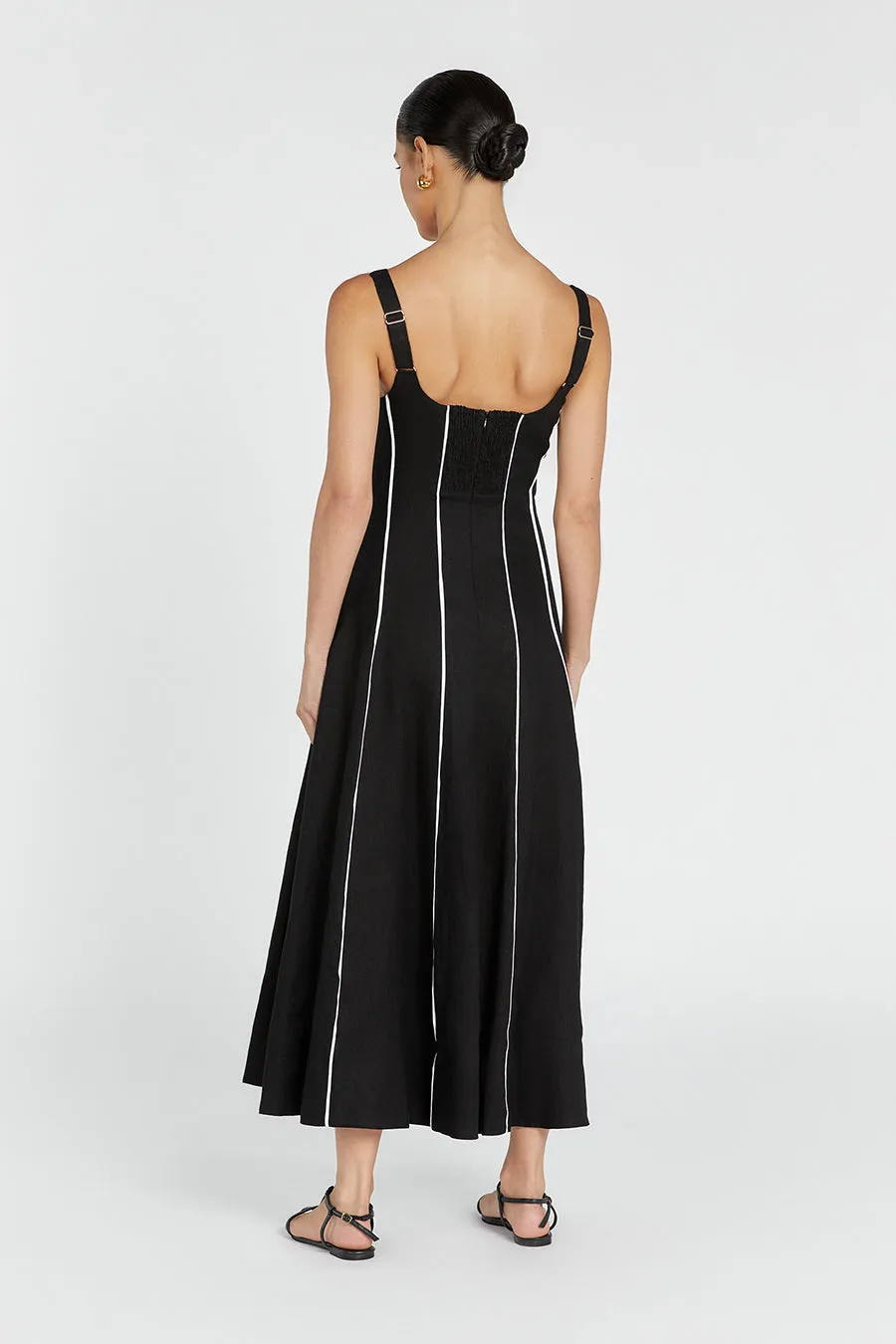 BECK BLACK LINEN MIDI DRESS sold by Dissh product image thumbnail 4