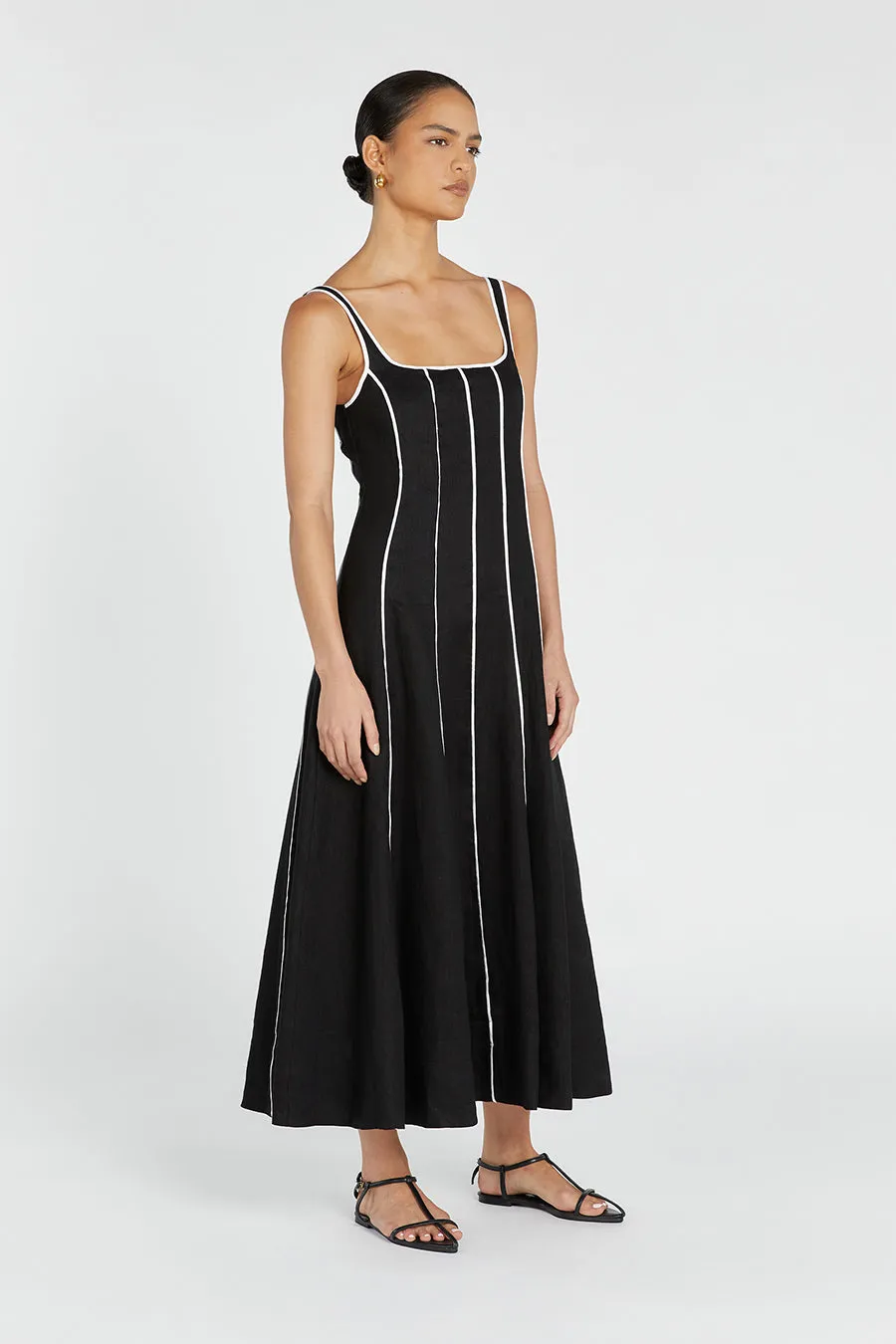 BECK BLACK LINEN MIDI DRESS sold by Dissh product image thumbnail 3