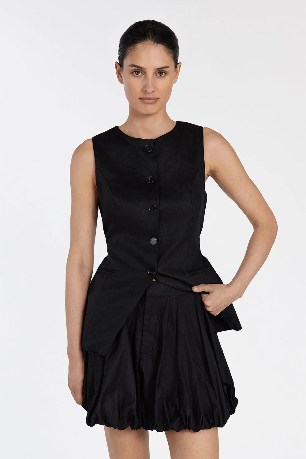 MARIA BLACK LINEN MINI SKIRT sold by Dissh product image thumbnail 2