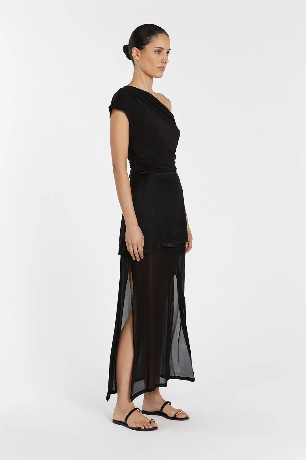 RIO WASHED BLACK DRAPED TWIST KNIT TOP sold by Dissh product image thumbnail 3