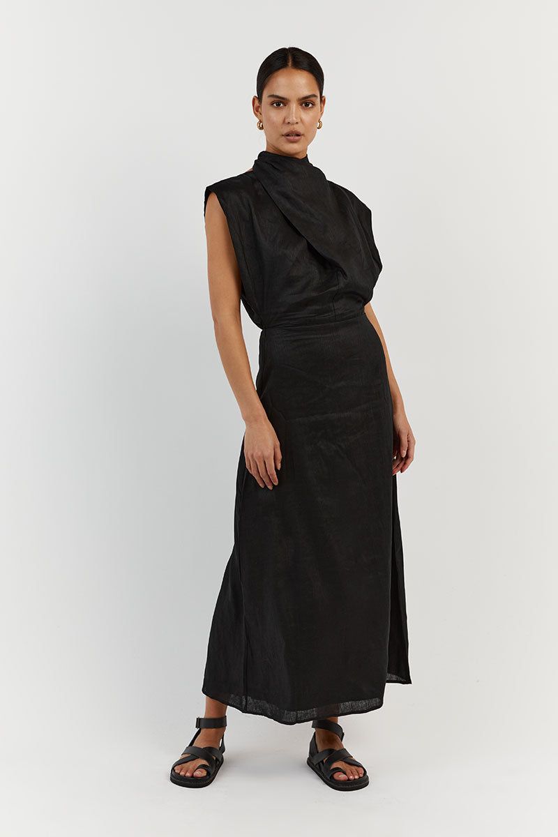 ALESSI BLACK LINEN MIDI DRESS sold by Dissh product image thumbnail 2