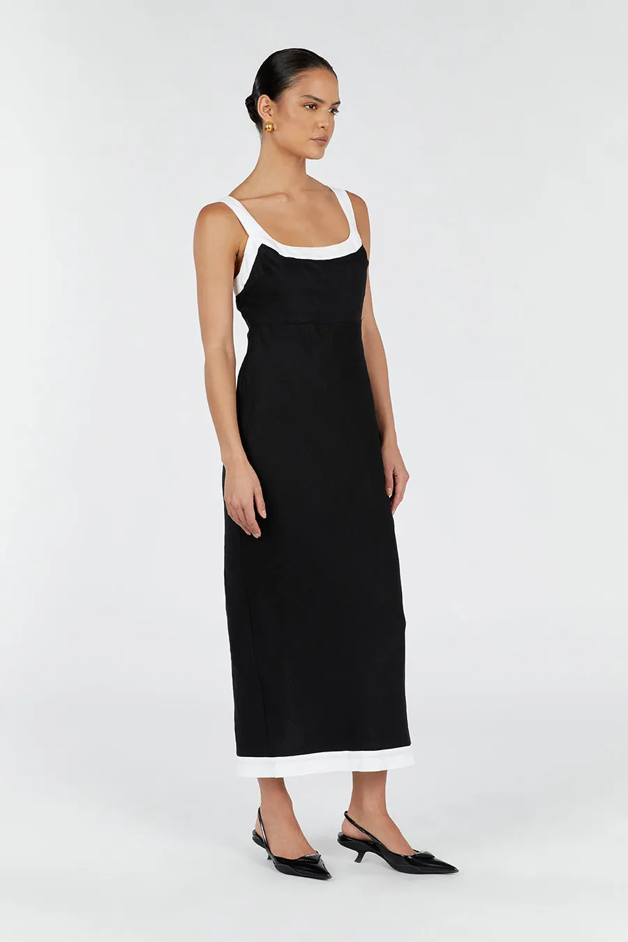 CARTER BLACK LINEN MIDI DRESS sold by Dissh product image thumbnail 3