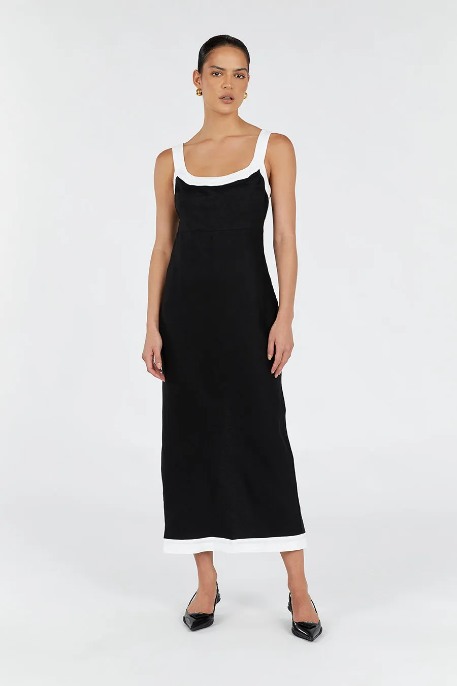 CARTER BLACK LINEN MIDI DRESS sold by Dissh product image thumbnail 2