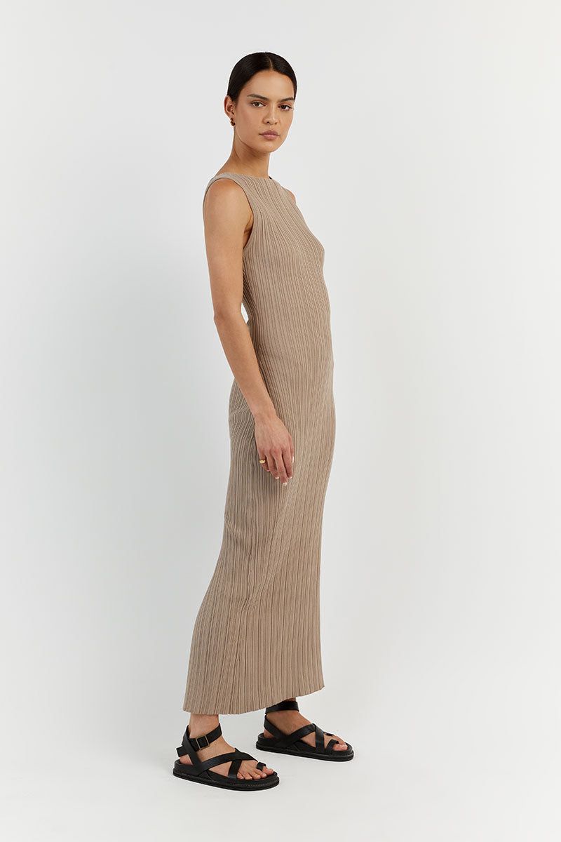 SIENNA TAUPE KNIT MIDI DRESS sold by Dissh product image thumbnail 3