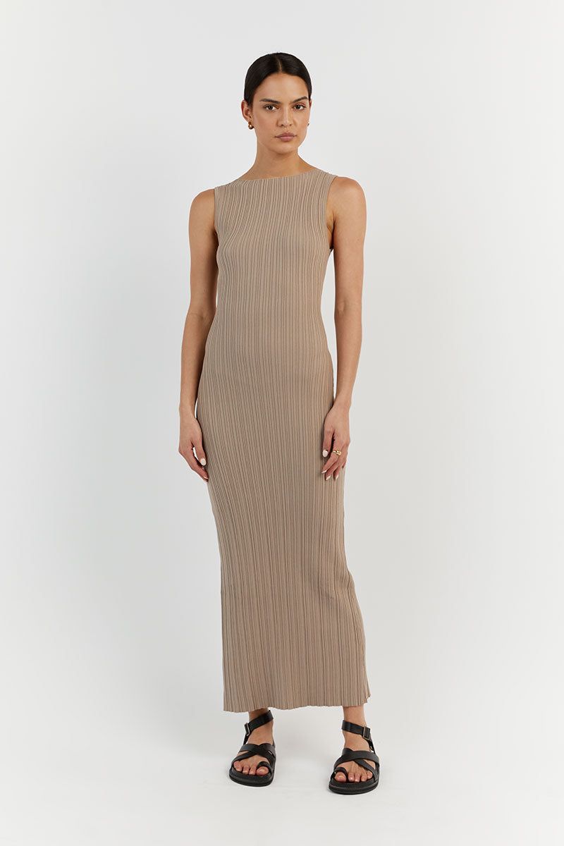 SIENNA TAUPE KNIT MIDI DRESS sold by Dissh product image thumbnail 2