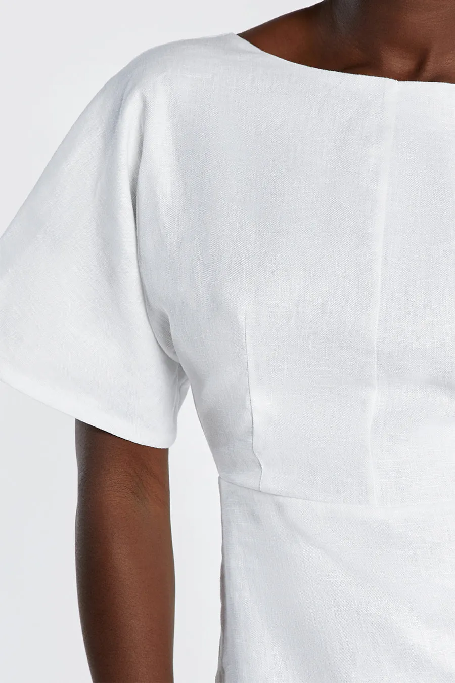 LYNDAL WHITE LINEN MIDI DRESS sold by Dissh product image thumbnail 5