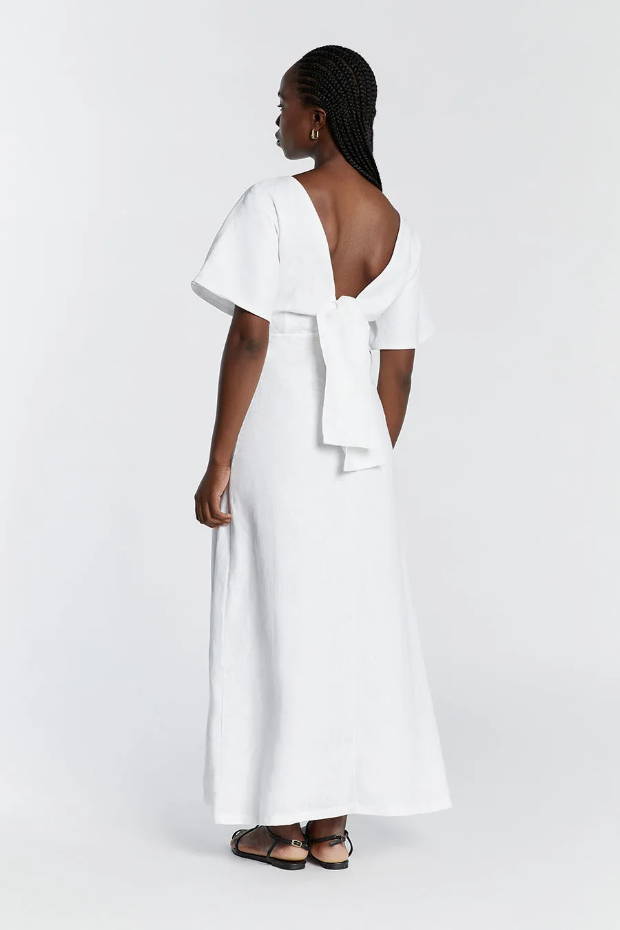 LYNDAL WHITE LINEN MIDI DRESS sold by Dissh product image thumbnail 4