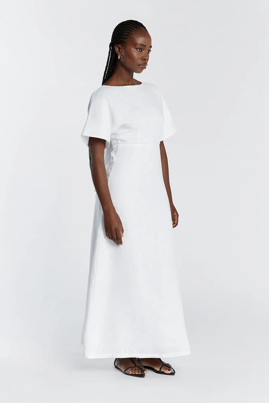 LYNDAL WHITE LINEN MIDI DRESS sold by Dissh product image thumbnail 3