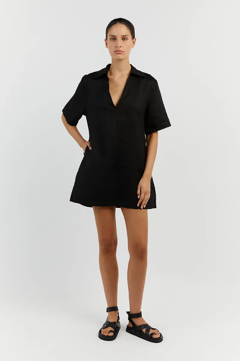 CANDICE BLACK LINEN SMOCK DRESS sold by Dissh