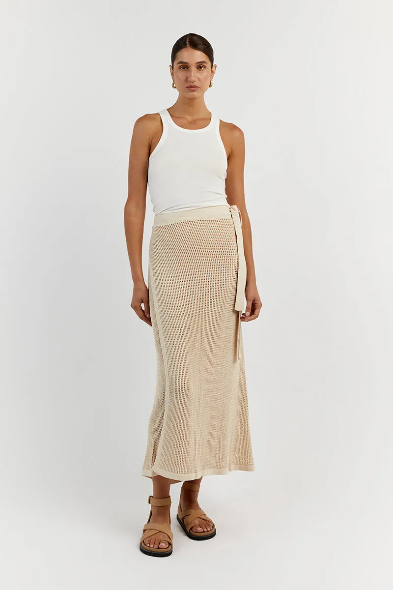 OPHELIA NATURAL CROCHET WRAP SKIRT sold by Dissh