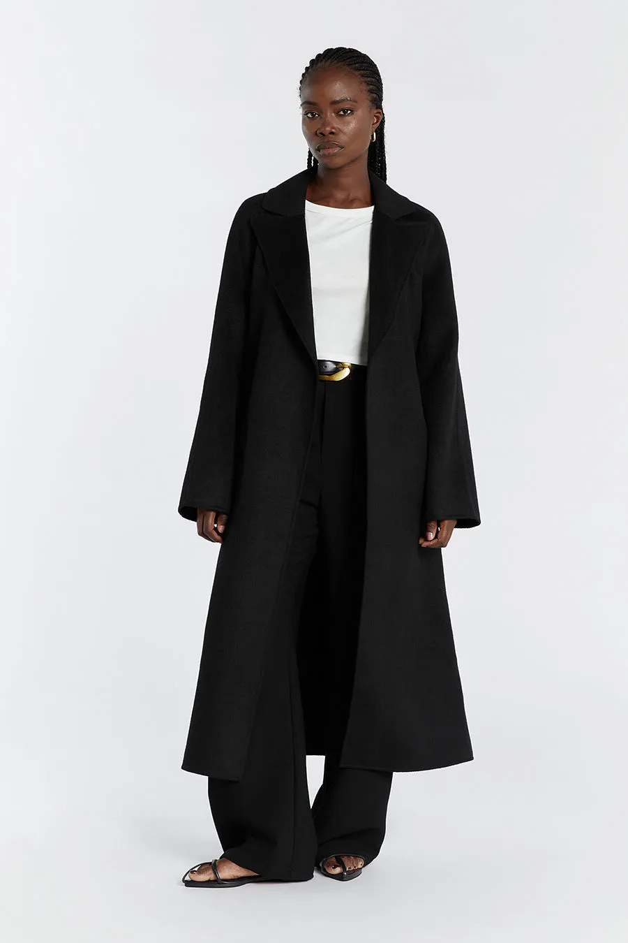MATILDA BLACK WOOL FELT COAT sold by Dissh