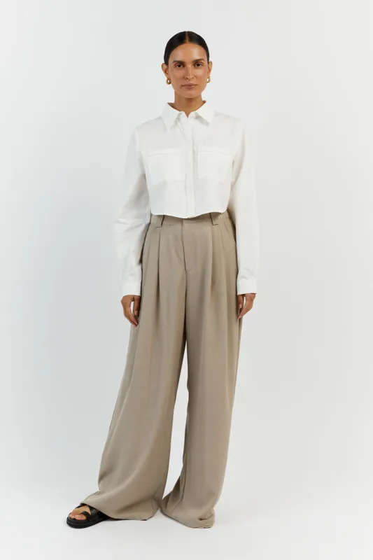 JORDY WHITE COTTON CROPPED SHIRT sold by Dissh