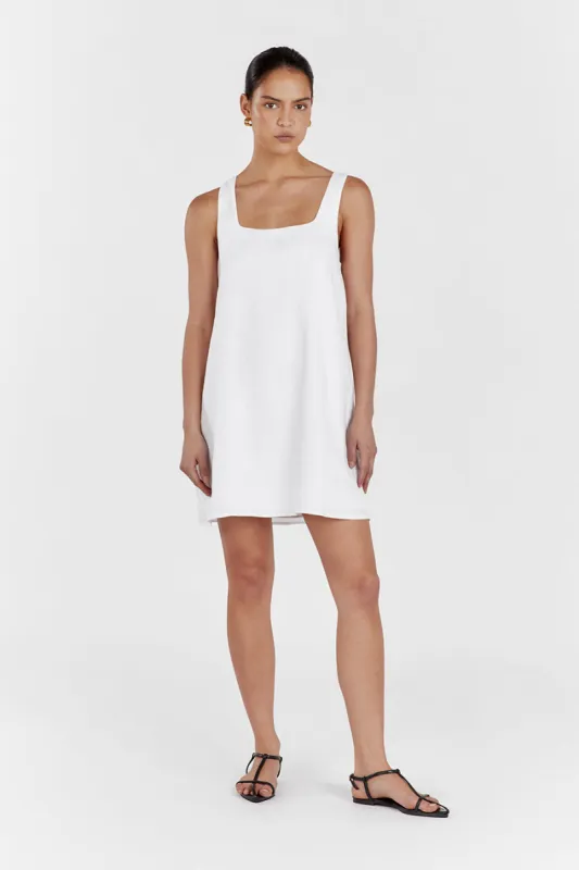 SHANNON WHITE LINEN MINI DRESS sold by Dissh