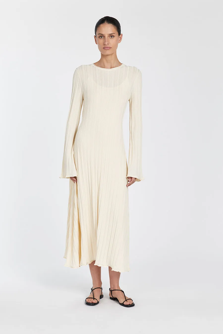 SYLVIA CREAM KNIT MIDI DRESS sold by Dissh product image thumbnail 2