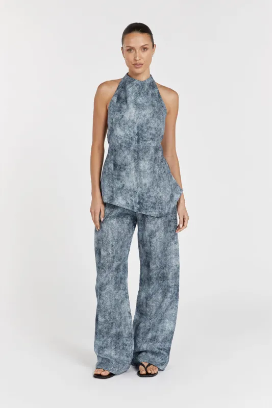 LEON ASYM LINEN HALTER TOP sold by Dissh