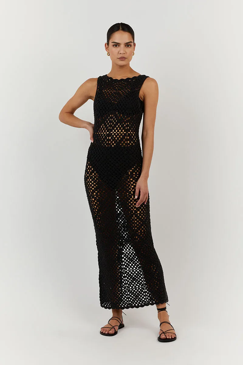 CLOVER BLACK CROCHET MIDI SKIRT sold by Dissh product image thumbnail 5