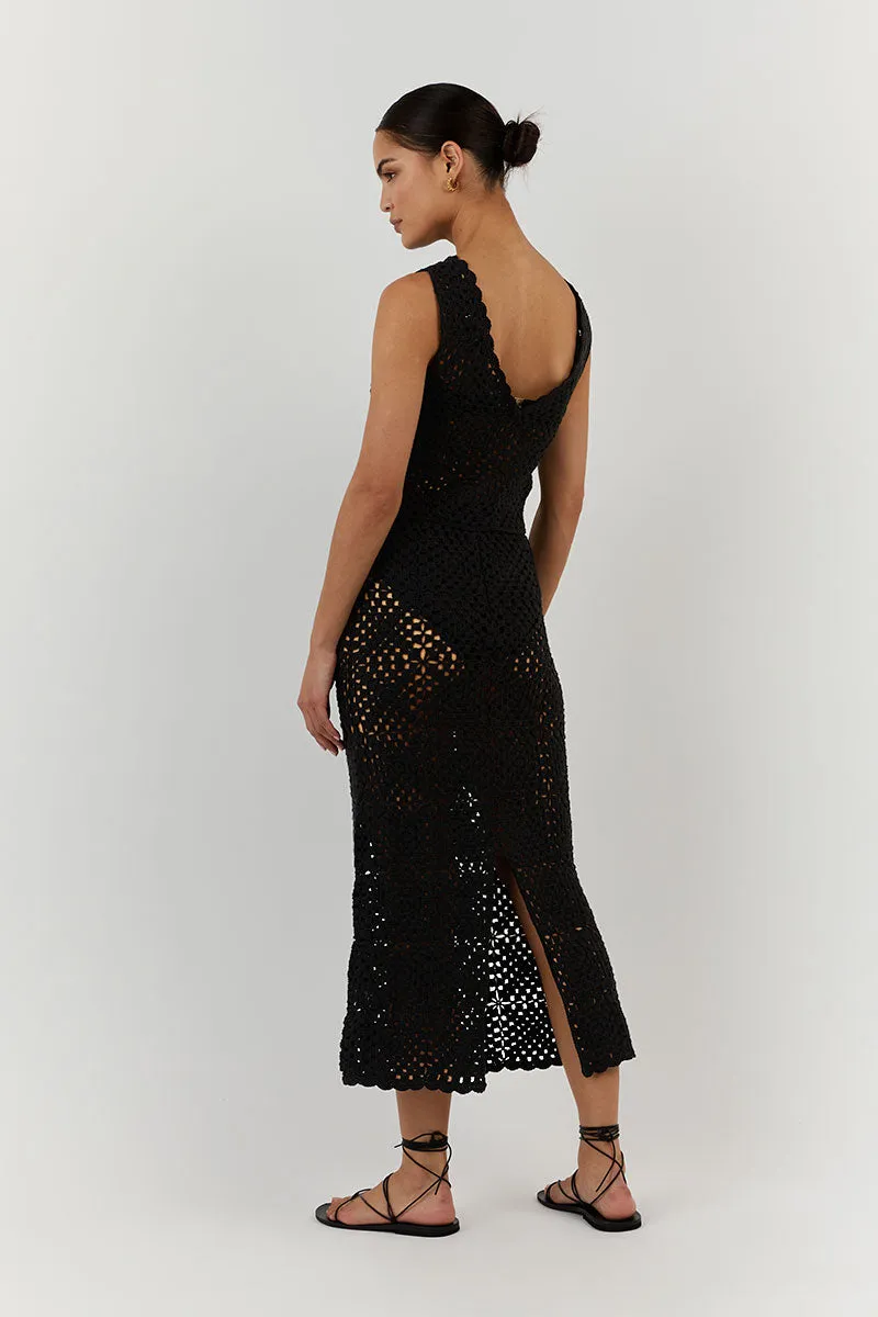 CLOVER BLACK CROCHET MIDI SKIRT sold by Dissh product image thumbnail 4