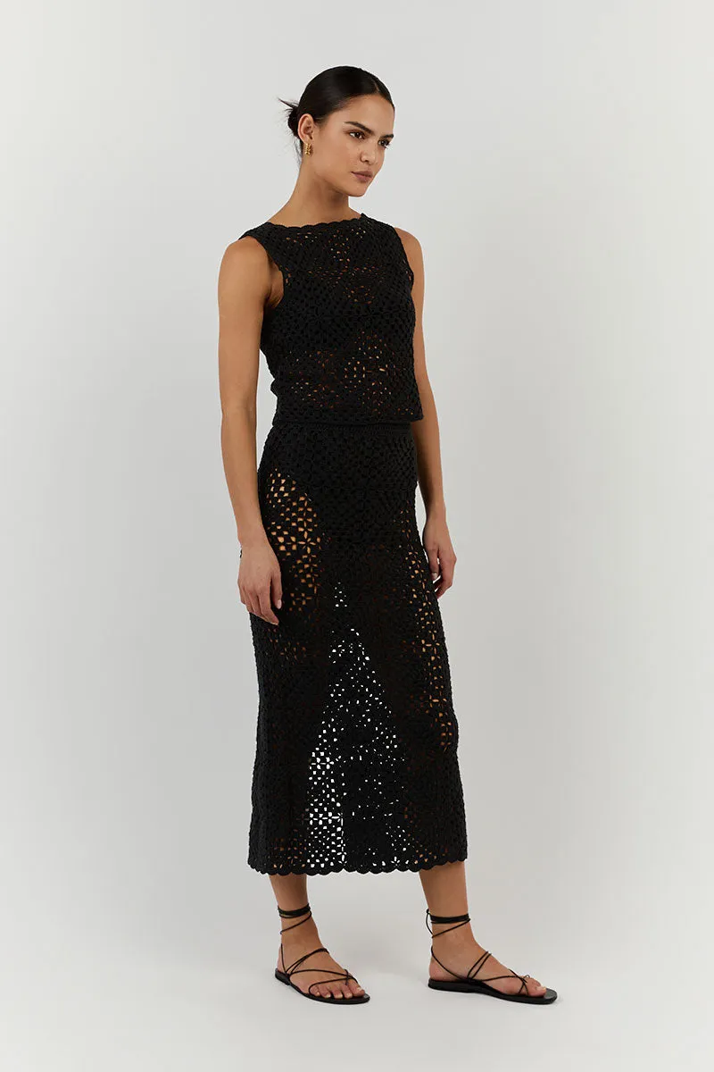 CLOVER BLACK CROCHET MIDI SKIRT sold by Dissh product image thumbnail 3