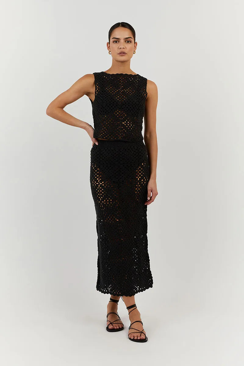 CLOVER BLACK CROCHET MIDI SKIRT sold by Dissh product image thumbnail 2