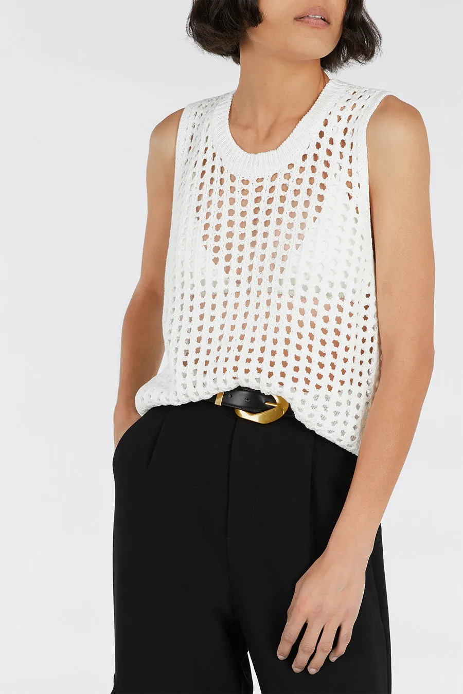 HUNTER OFF WHITE CROCHET TANK sold by Dissh product image thumbnail 5