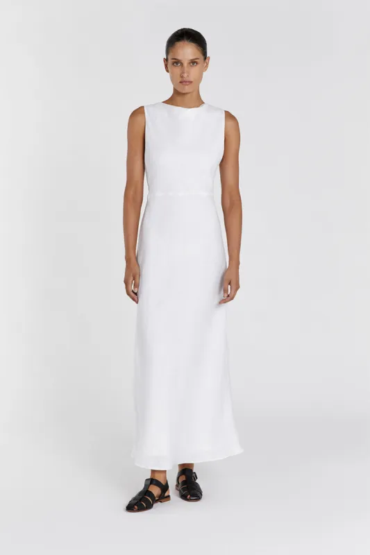 HARMONY WHITE LINEN MAXI DRESS made by Dissh