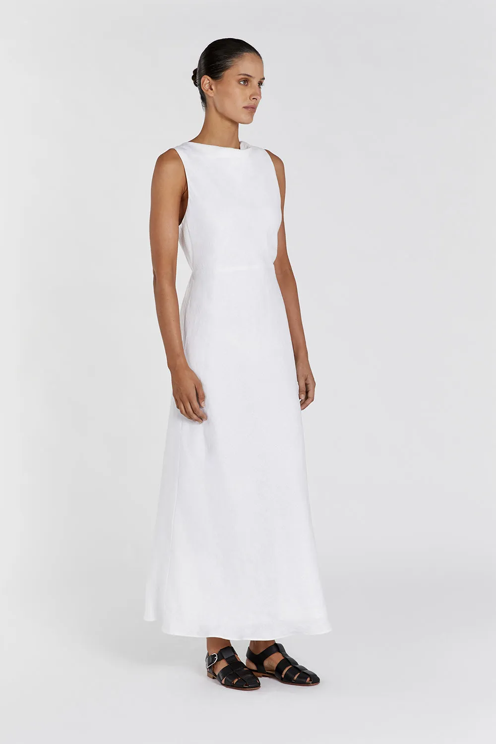 HARMONY WHITE LINEN MAXI DRESS sold by Dissh product image thumbnail 3