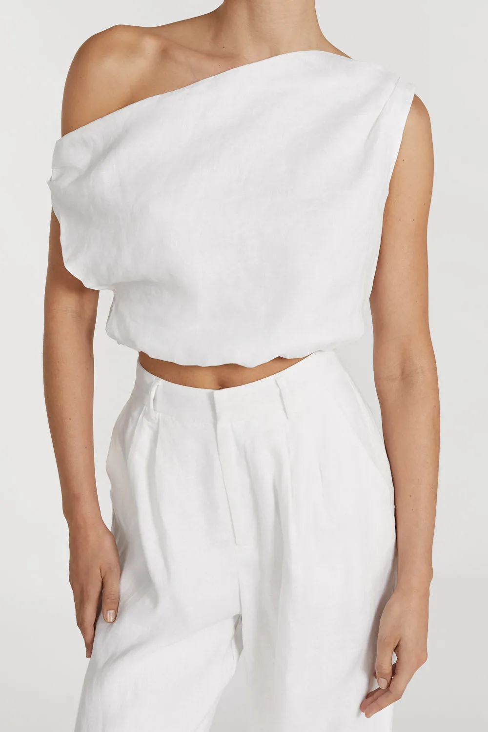 CASS WHITE LINEN CROP TOP sold by Dissh product image thumbnail 5