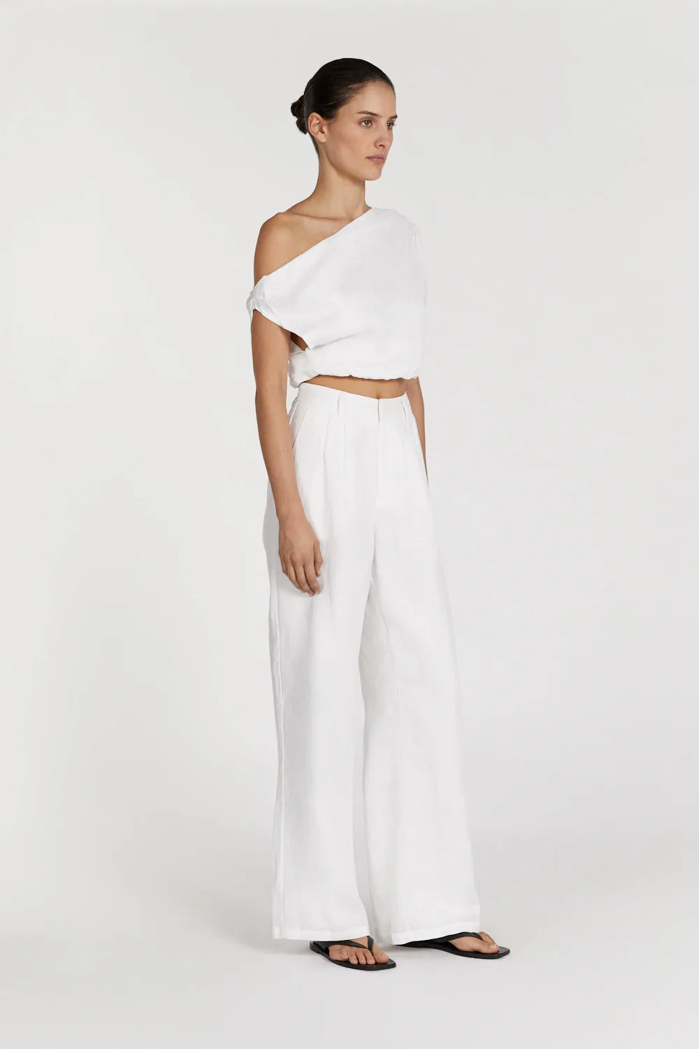 CASS WHITE LINEN CROP TOP sold by Dissh product image thumbnail 3
