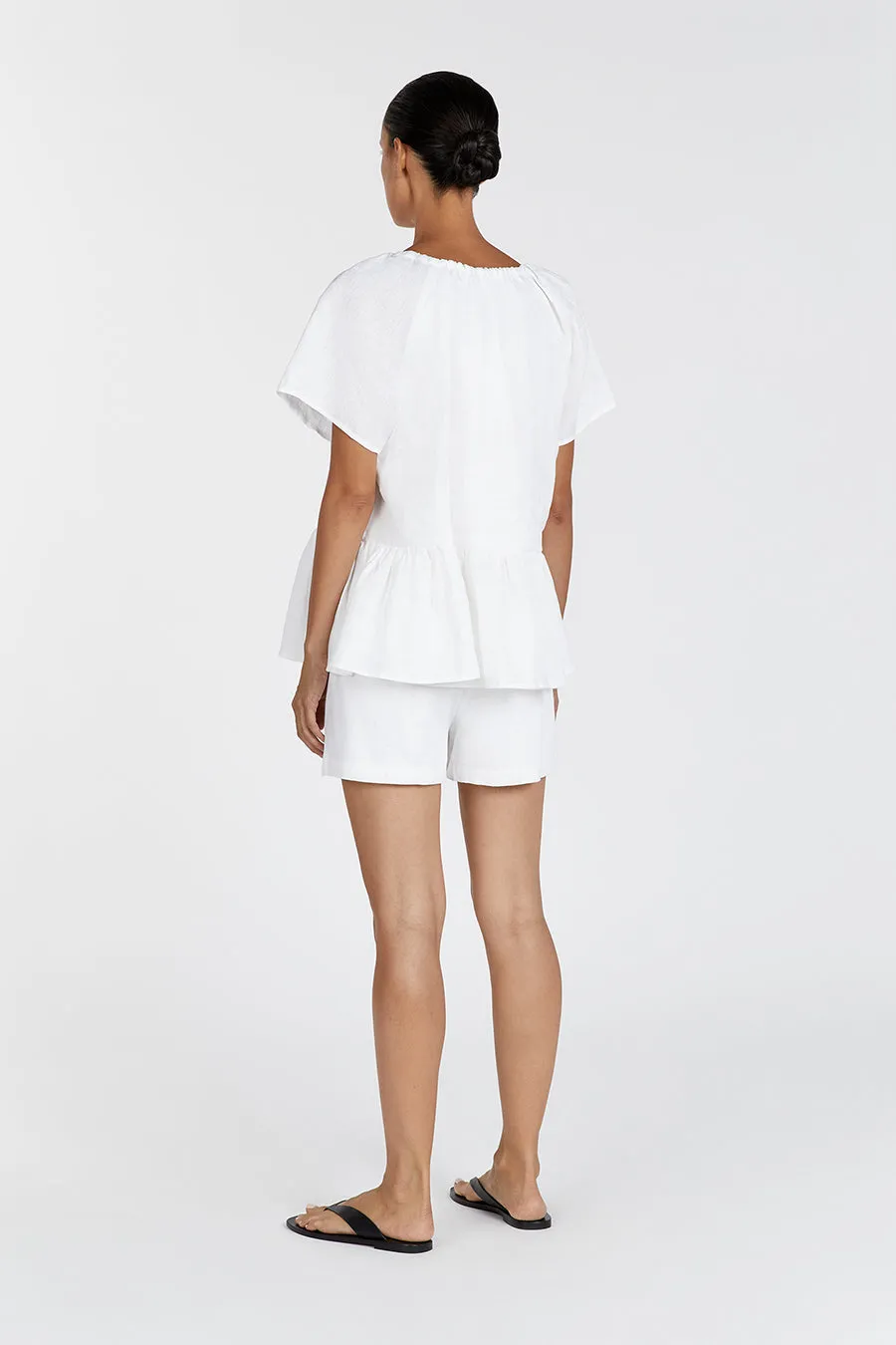 DEL WHITE LINEN SLEEVED TOP sold by Dissh product image thumbnail 4
