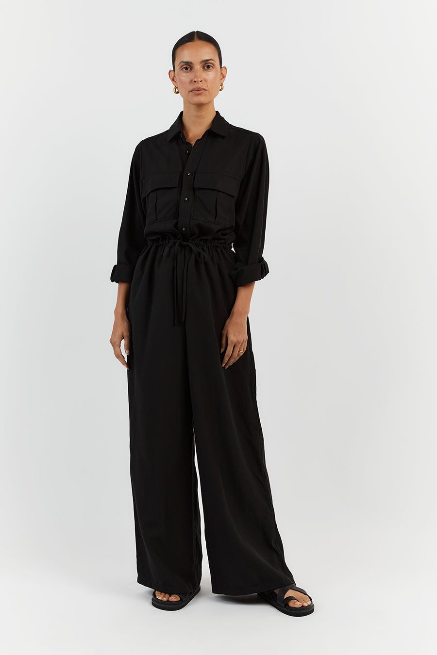 LARS BLACK TENCEL JUMPSUIT sold by Dissh
