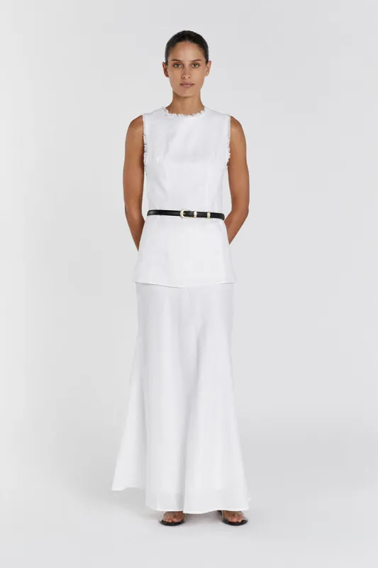 NELLIE WHITE LINEN TUNIC TOP sold by Dissh