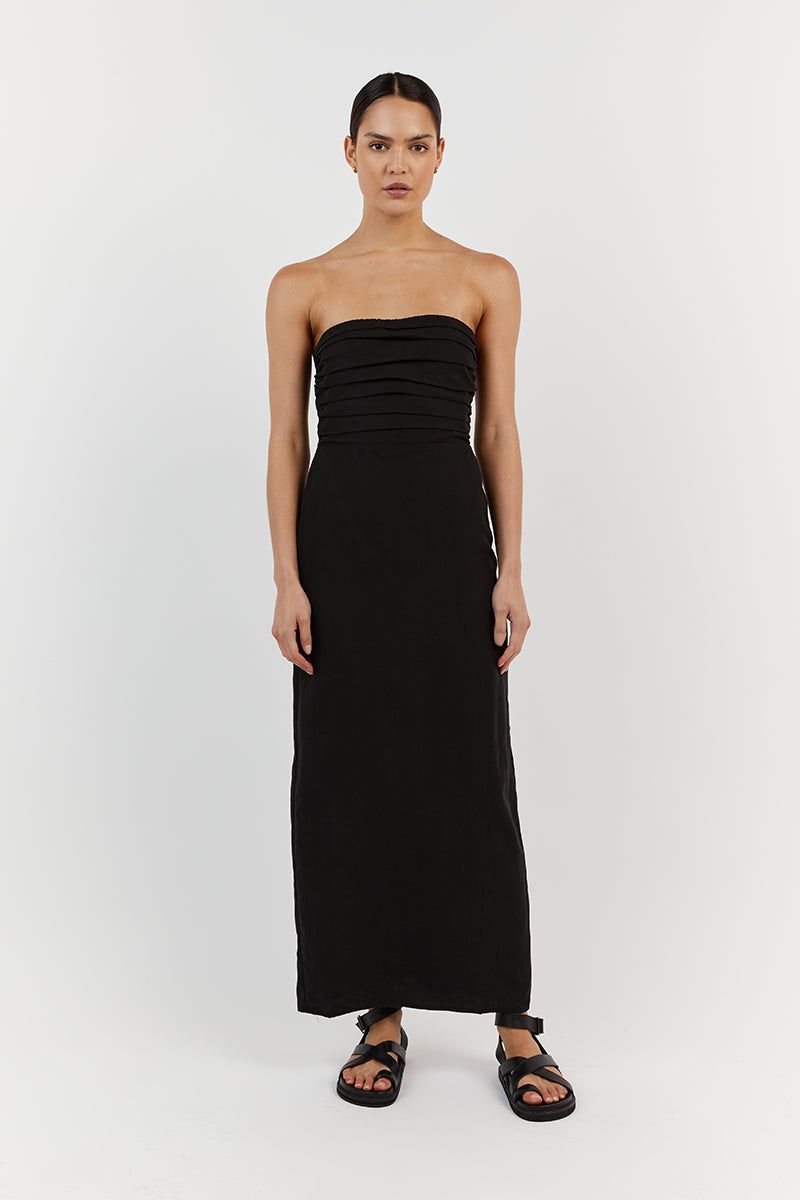 SHELBY BLACK MIDI DRESS sold by Dissh