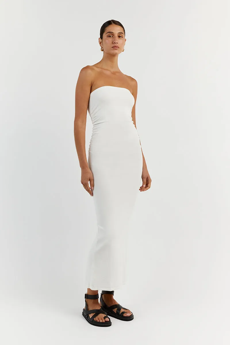 CARRIE OFF WHITE RUCHED MIDI DRESS sold by Dissh product image thumbnail 3