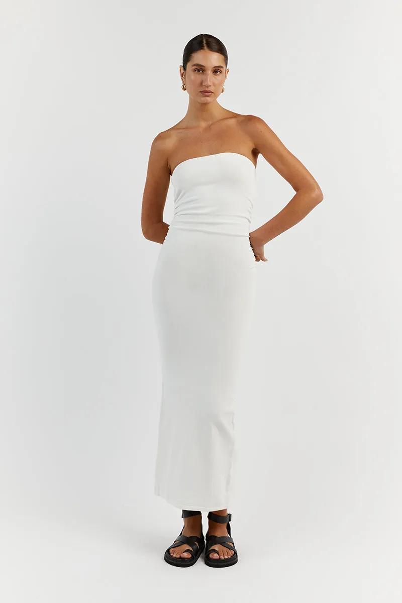 CARRIE OFF WHITE RUCHED MIDI DRESS sold by Dissh product image thumbnail 2