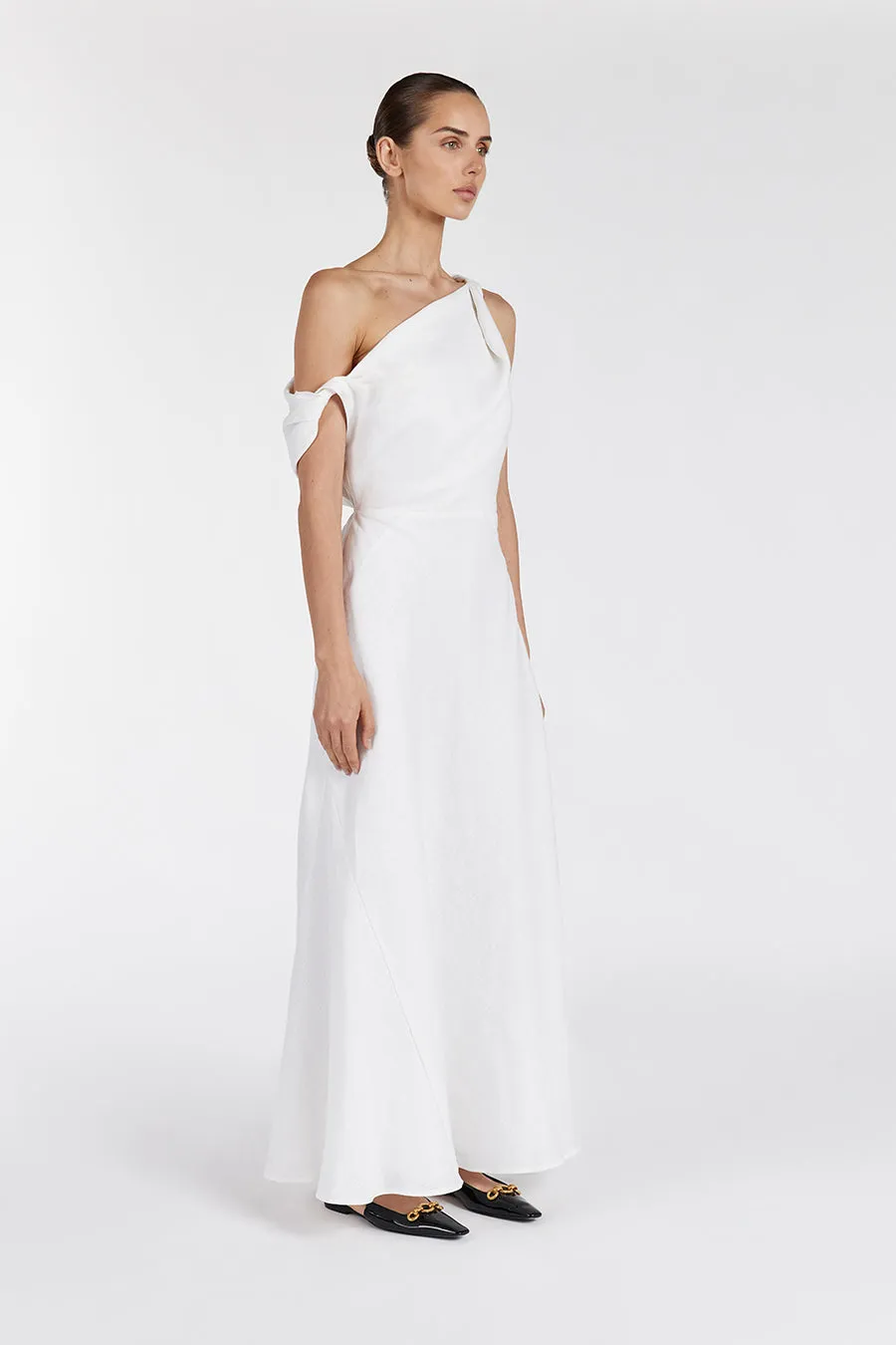 JOELLE WHITE LINEN MIDI DRESS sold by Dissh product image thumbnail 4